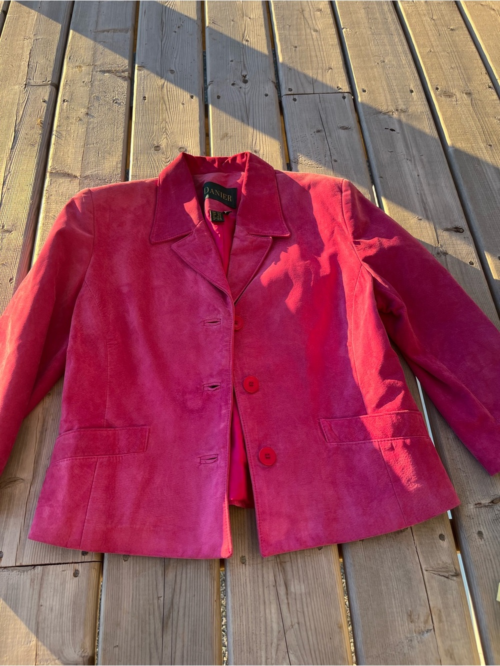 Danier Hot Raspberry Suede Jacket - Picture 4 of 11